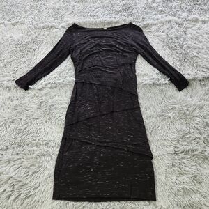 Bailey 44 Black and White Marl Three Quarter Sleeve Boatneck Dress